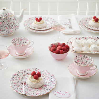 Royal Albert Rose Confetti Teapot, Sugar, Cream, 3 Piece Set