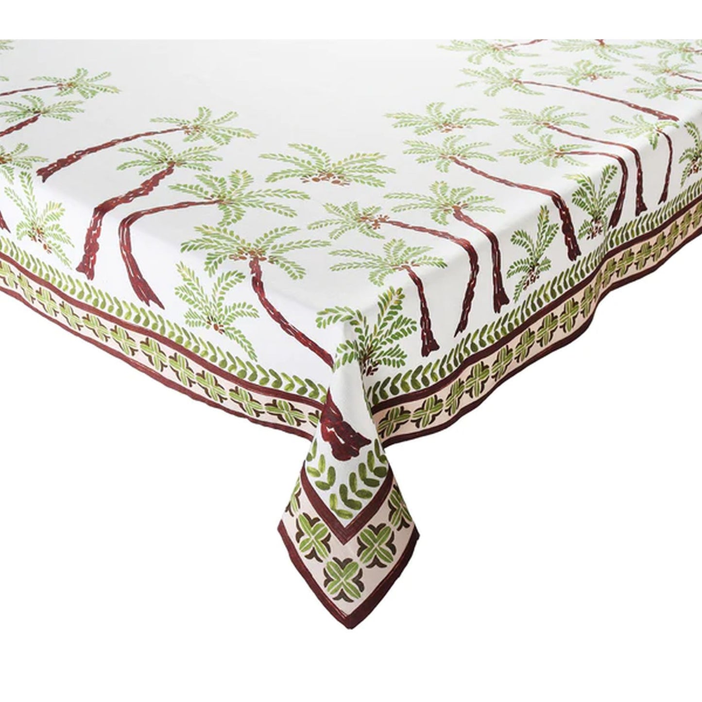 Kim Seybert Oasis 54 x 110"Tablecloth in Ivo ry, Green & Brown