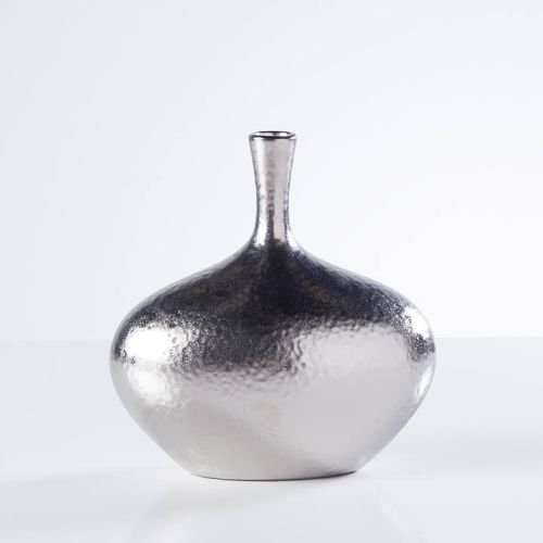Torre & Tagus Lilo Dimpled Ceramic Vase - Silver
