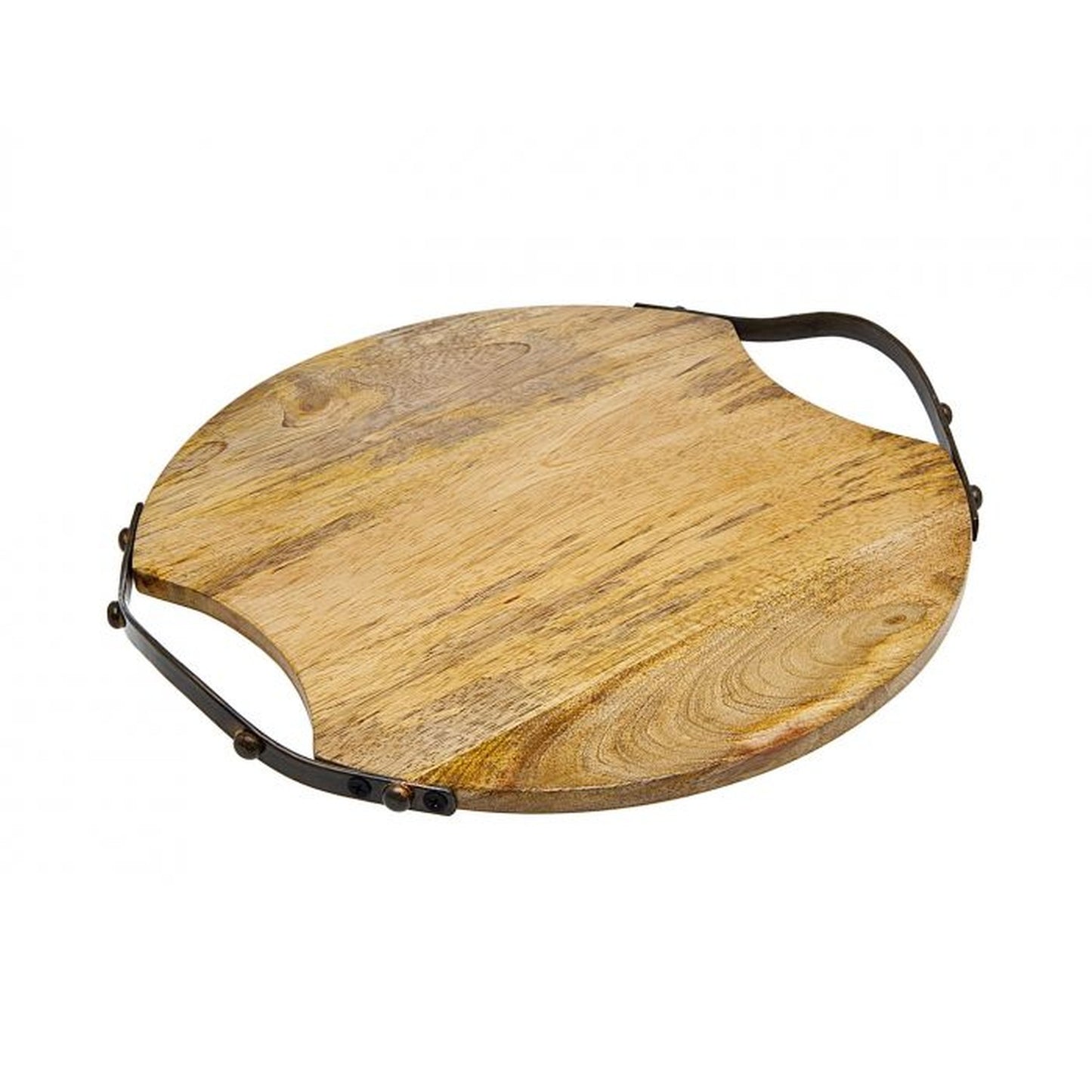 Godinger Round Wood Handled Tray