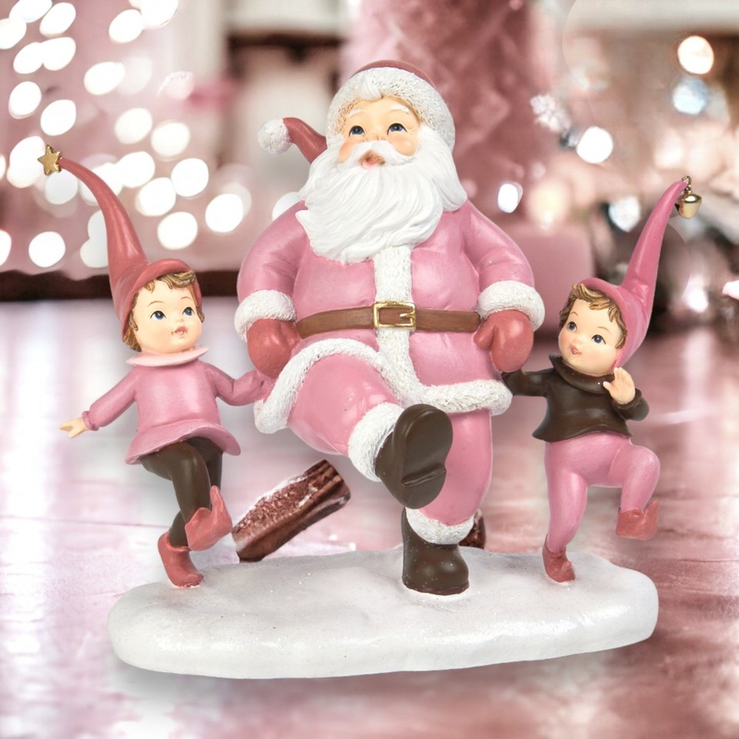 December Diamonds Candy Towne 10-Inch Pink Santa With Elves