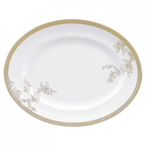 Wedgwood Vera Wang Lace Gold Oval Platter 13.75-Inch