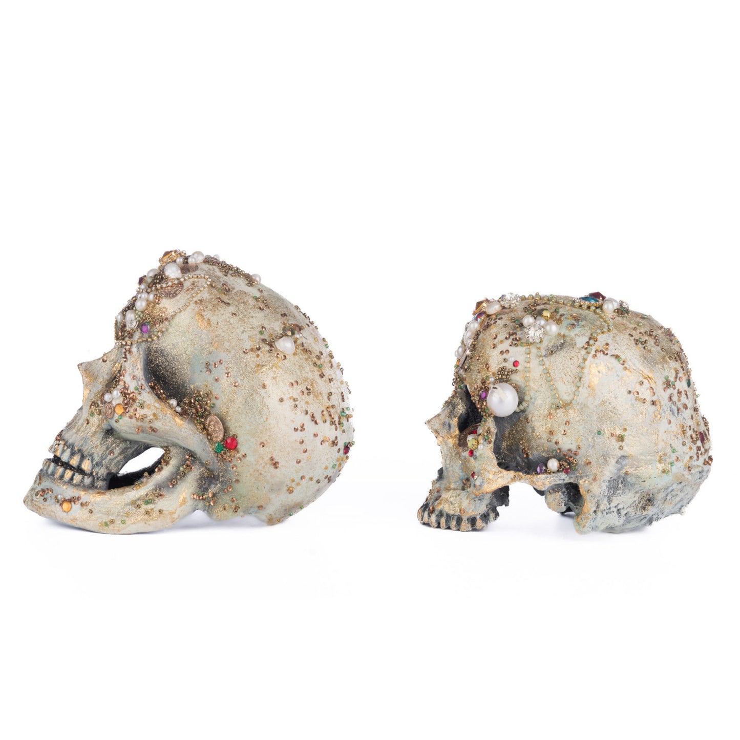 Treacherous Treasure 2024 Tabletop Jewel Encrusted Skulls Assortment Of 2, 7-in