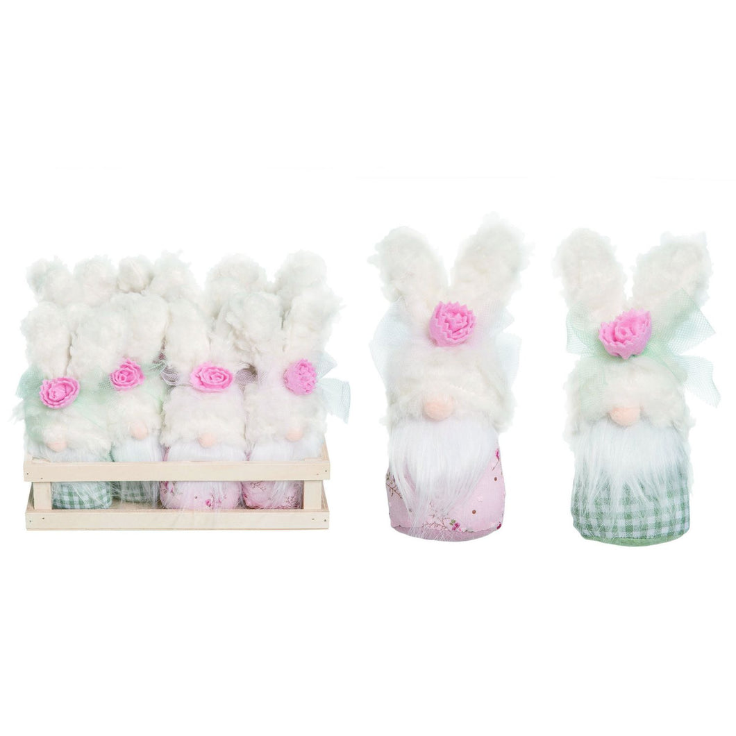 Transpac Plush Elegant Bunny Gnomes In Crate, Set Of 12