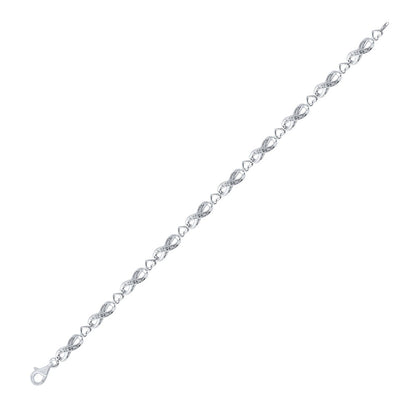GND Sterling Silver Womens Round Diamond Infinity Heart Link Bracelet 1/20 Cttw