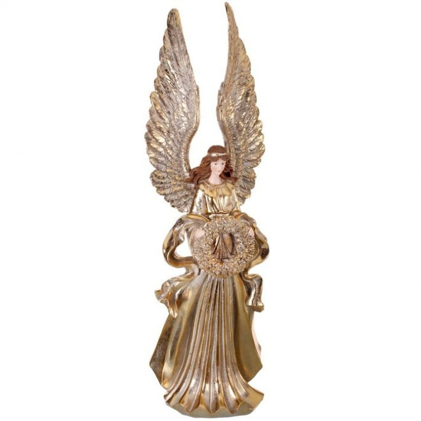 Regency International 22" Resin Raised Wing Elegant Angel Gold