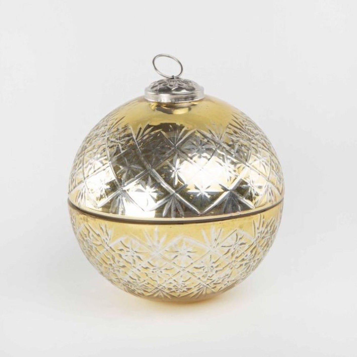 Regency International 7" Etched Glass Ornament Candy Dish W/Lid