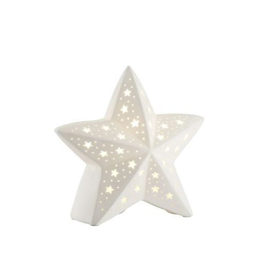 Belleek Star Luminaire, White, China, 12" x 10" x 10"