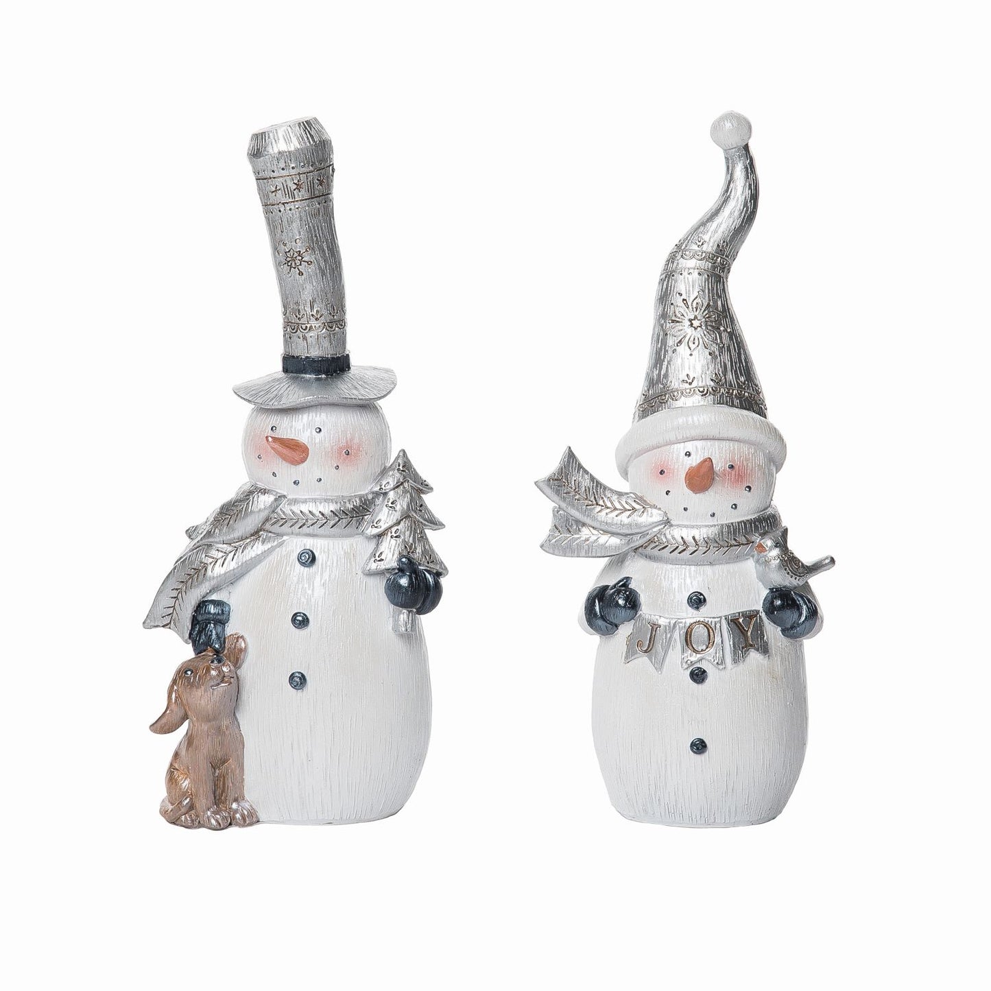 Transpac Resin Metallic Snowman Figurine, Set Of 2, Assortment