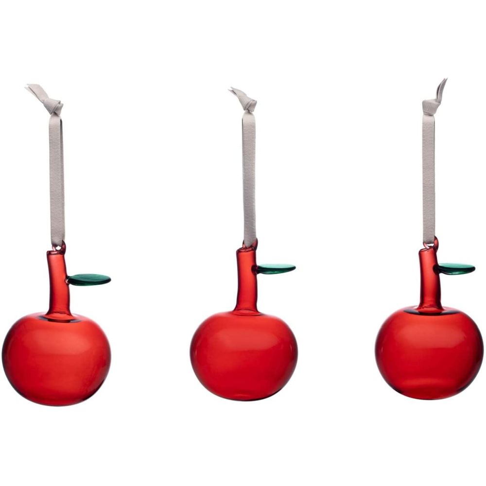 Royal Copenhagen Iittala Iittala Glass Apple, Set Of 3, Red, Mouthblown Glass