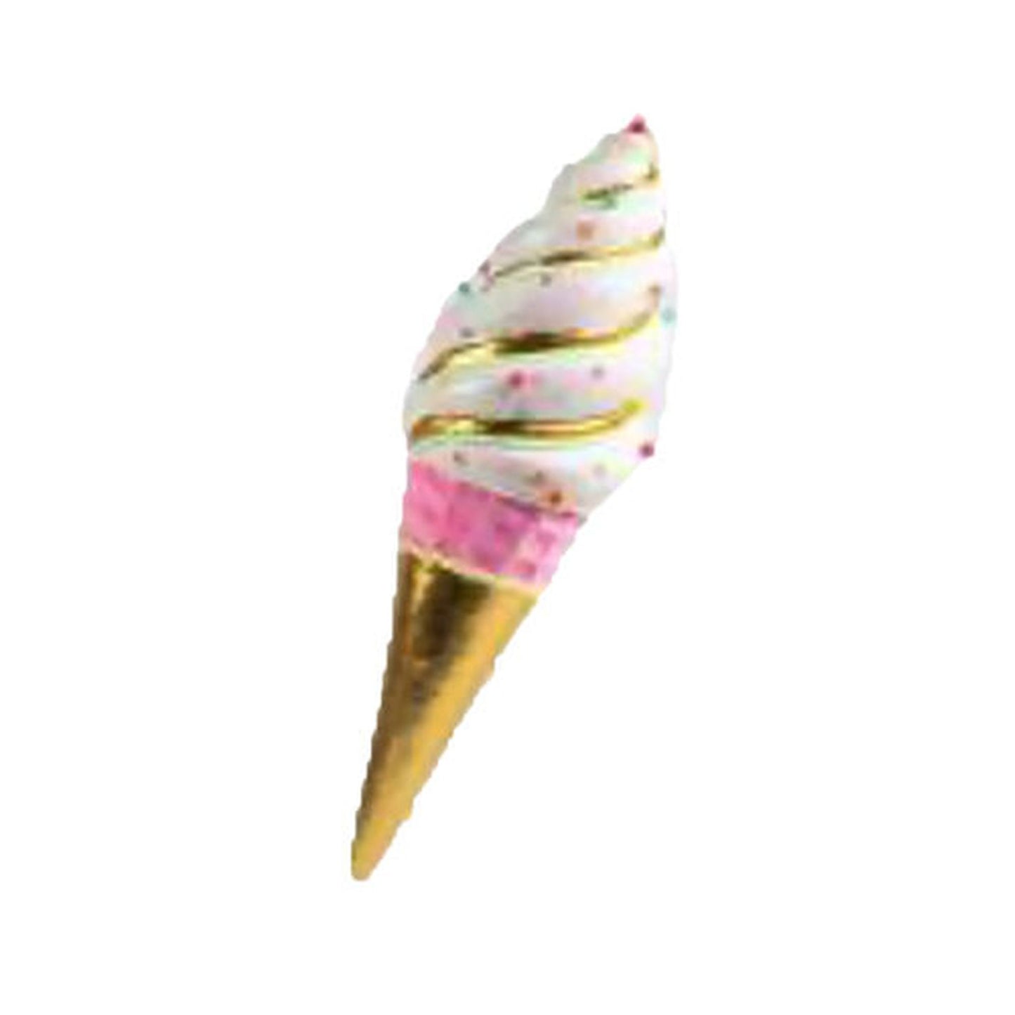 Snow Cream Towne 29.5" Hanging Pink/Gold Ice Cream Cone Display Ornament
