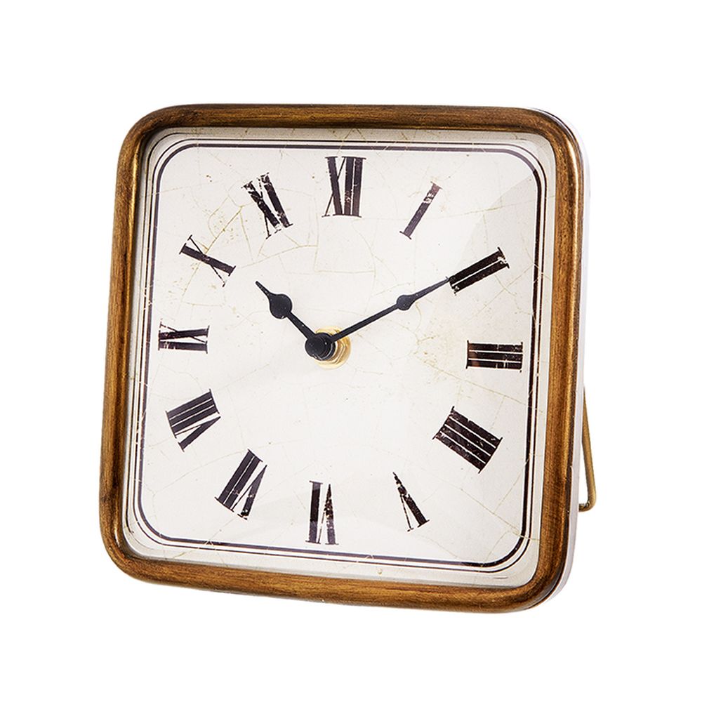 Raz Imports 2023 Manor House 6.25" Antique Gold Square Clock