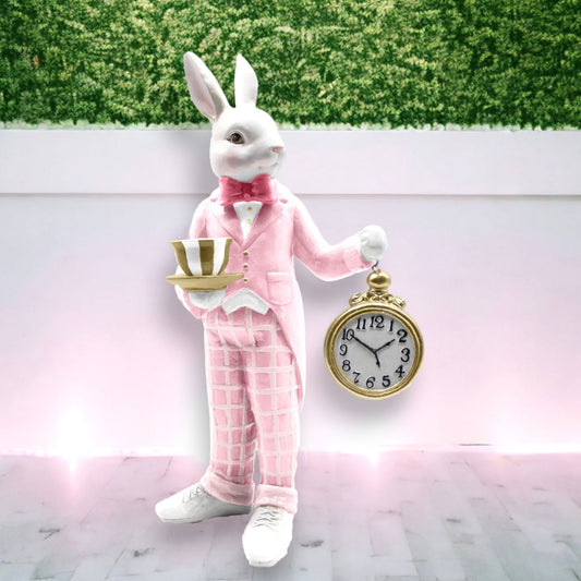 December Diamonds Spring Confections Pink Confections Bunny with Watch Figurine