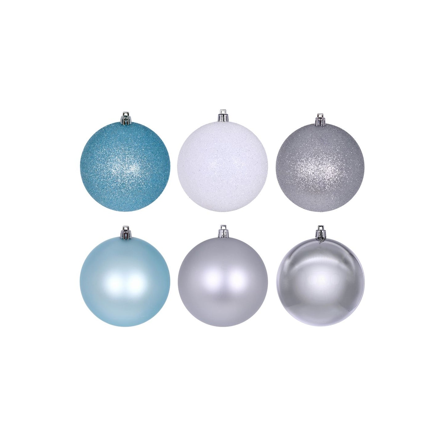 Vickerman 3" Silver, Baby Blue, And White Ornament Assortment, 12 Per Box