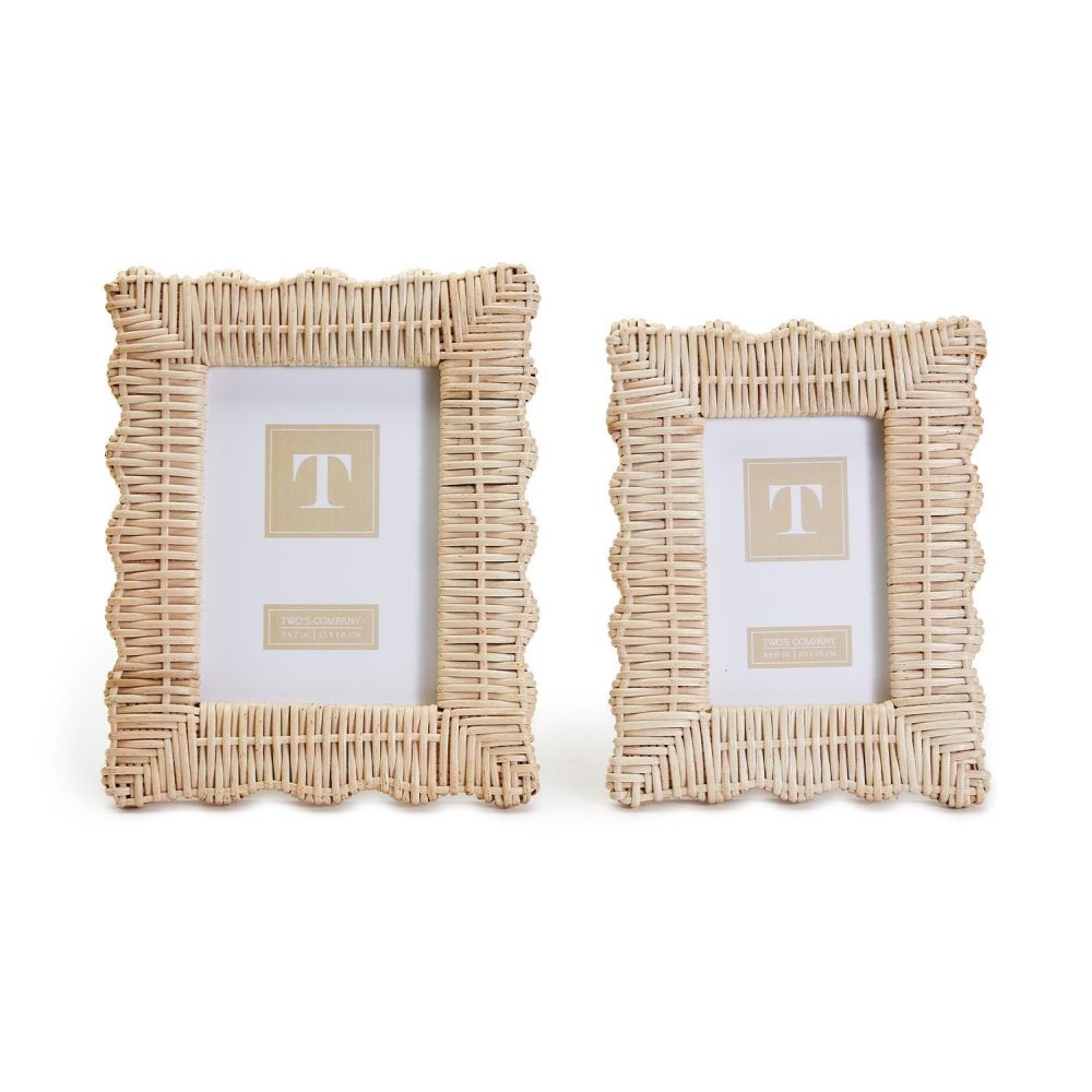 Two's Company Wicker Weave Set of 2 Photo Frames, 4x6 & 5x7