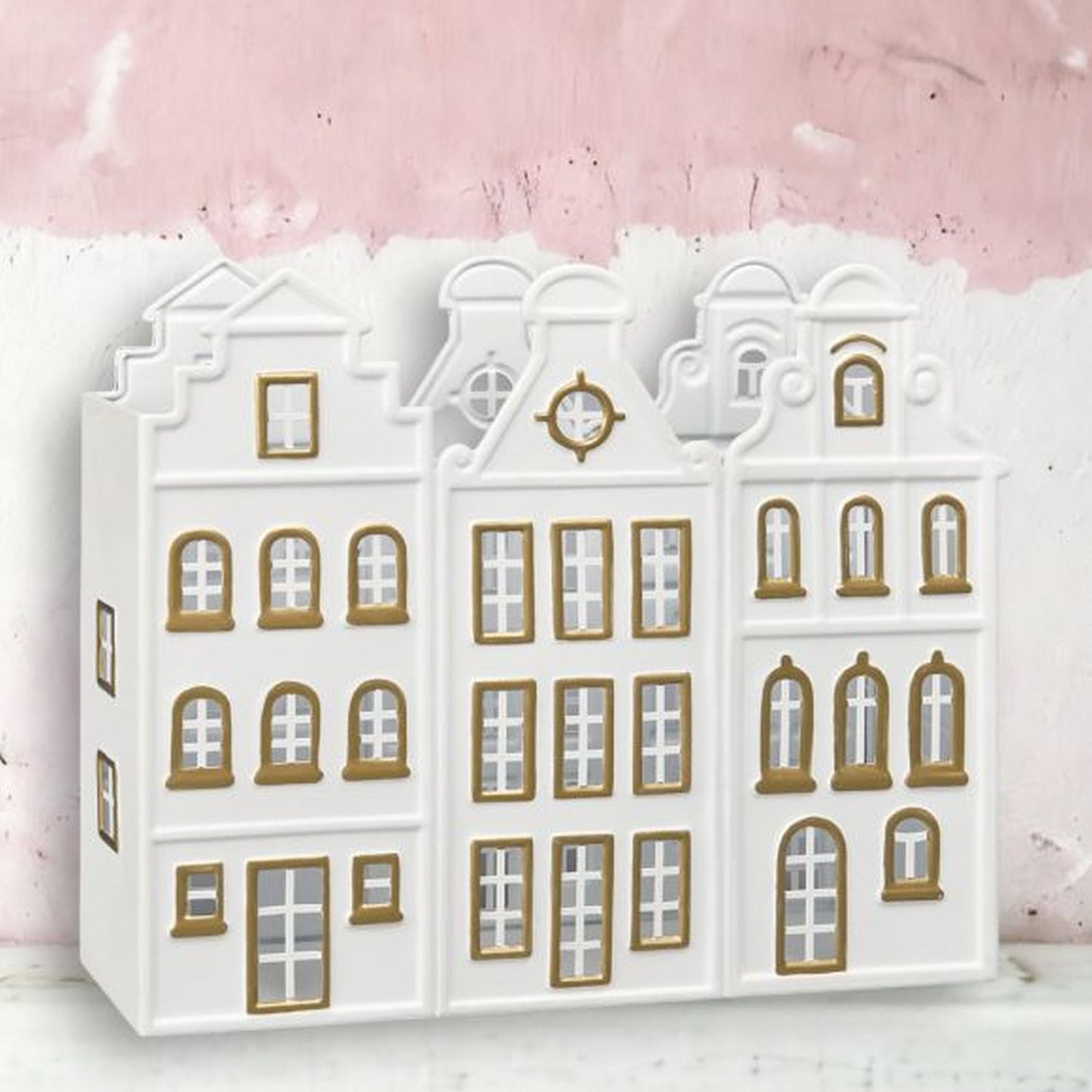 December Diamonds Gingerbread Village 12-Inch Metal Led 3 Townhomes