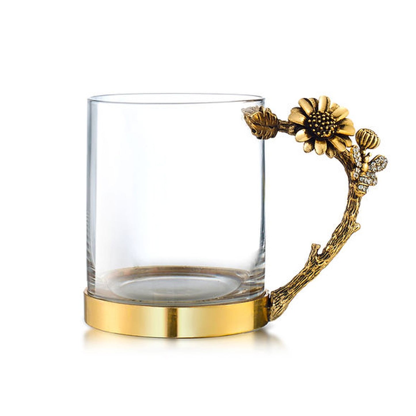 Qualia Glass Antique Gold Mug 14Oz Set Of 2
