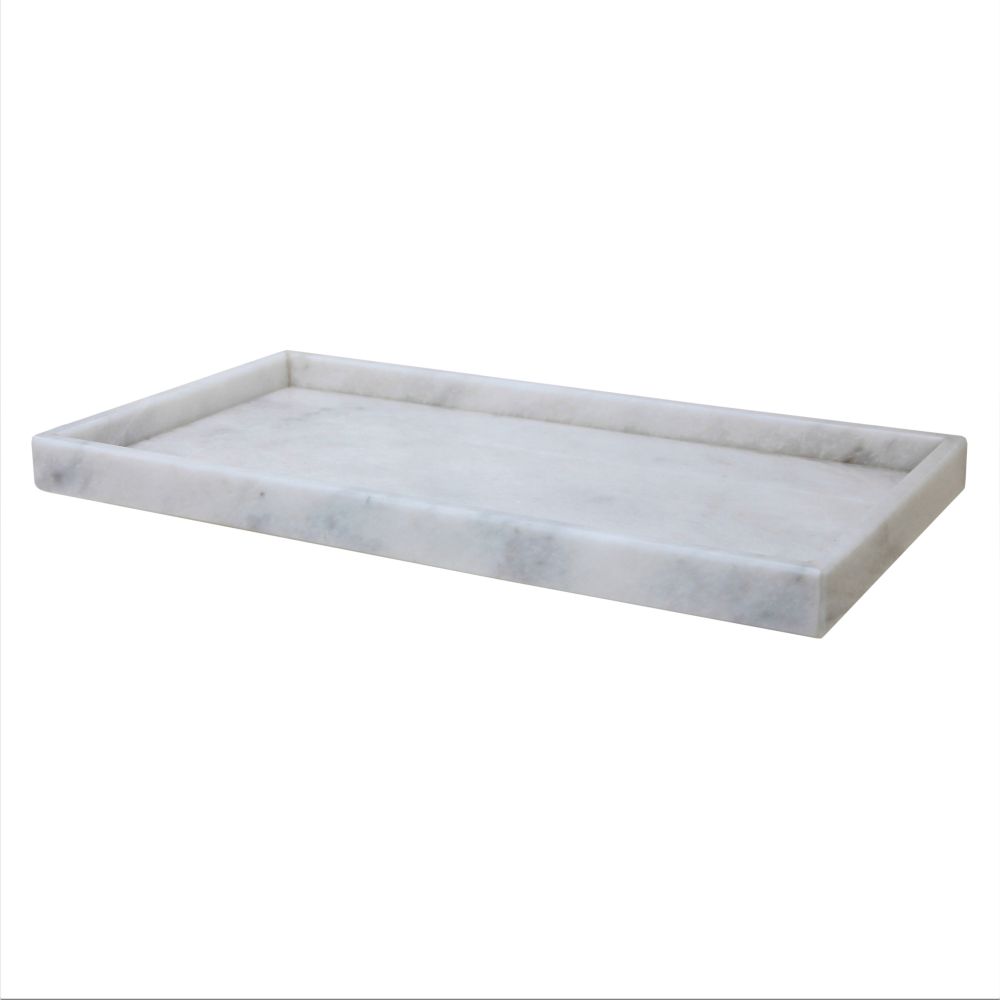 Marble Crafter Myrtus Collection Pearl White Marble Amenity Tray