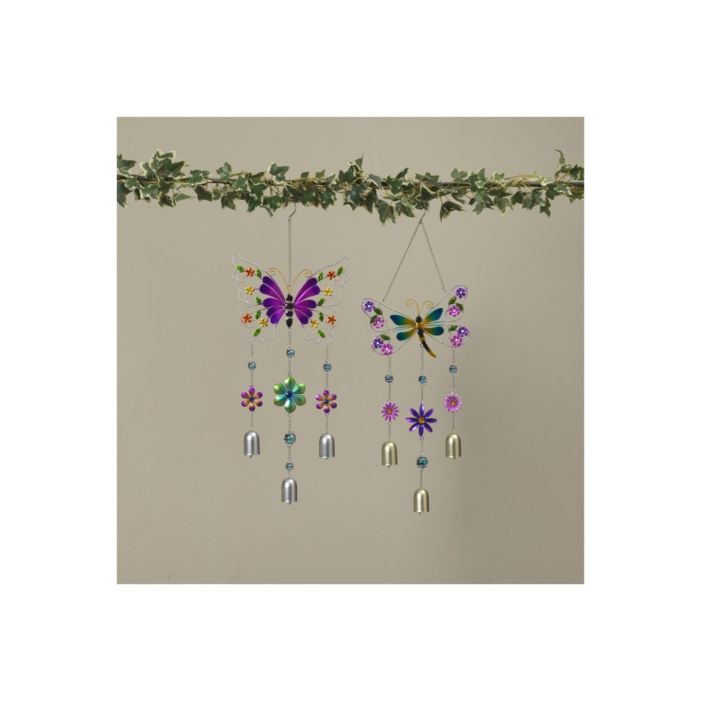 Gerson Company 25.5"H Metal Butterfly Wind Chime, 2 Assorted