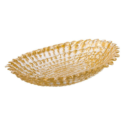Classic Touch Decor Beveled Oval Bowl - Gold