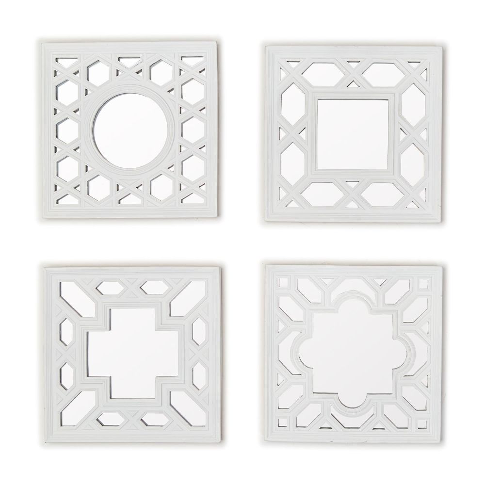 Two's Company Set of 4 Geometric Design Mirrors - Resin/Mirror