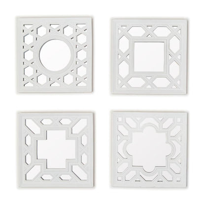 Two's Company Set of 4 Geometric Design Mirrors - Resin/Mirror
