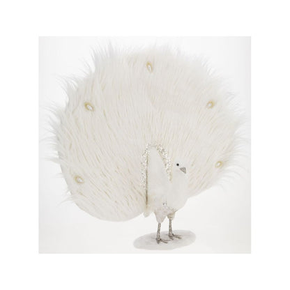 Mark Roberts 2021 Feathered Peacock Figurine, White