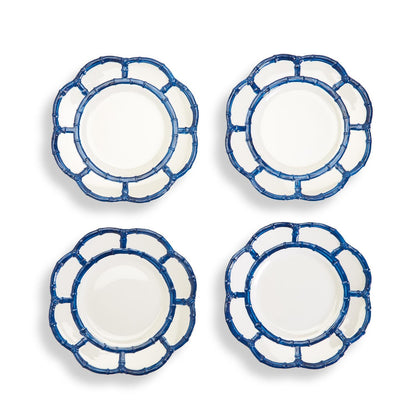 Two's Company Set of 4 Blue Bamboo Touch Accent Plate