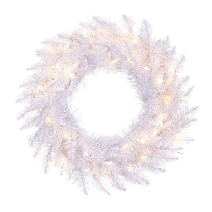 Vickerman 24" Sparkle White Spruce Christmas Wreath, Pure White LED Lights