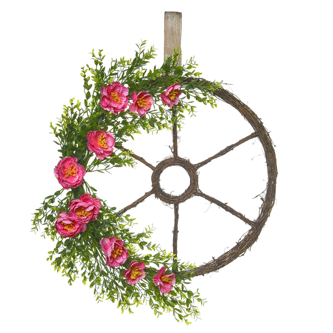 Transpac Spring Wagon Wheel Wreath