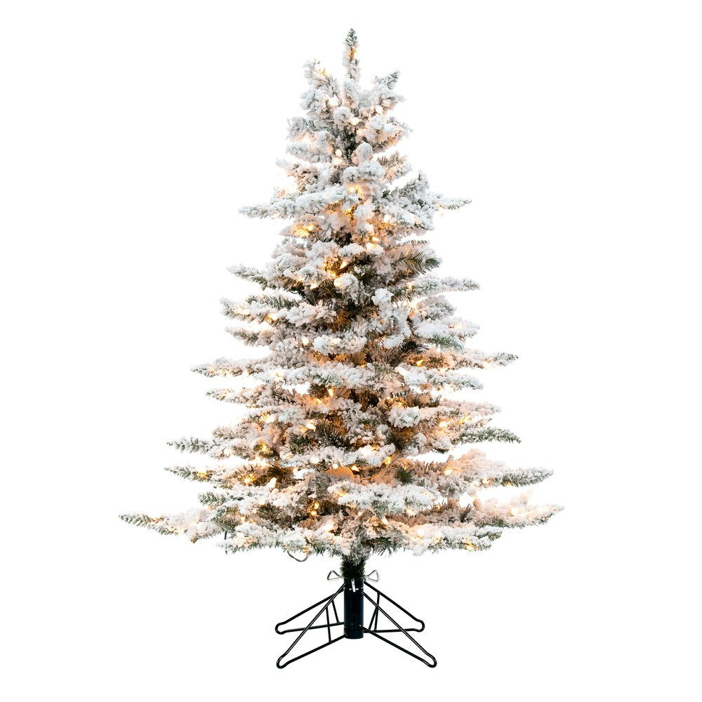 Vickerman Flocked Utica Fir Artificial Christmas Tree, Clear Lights