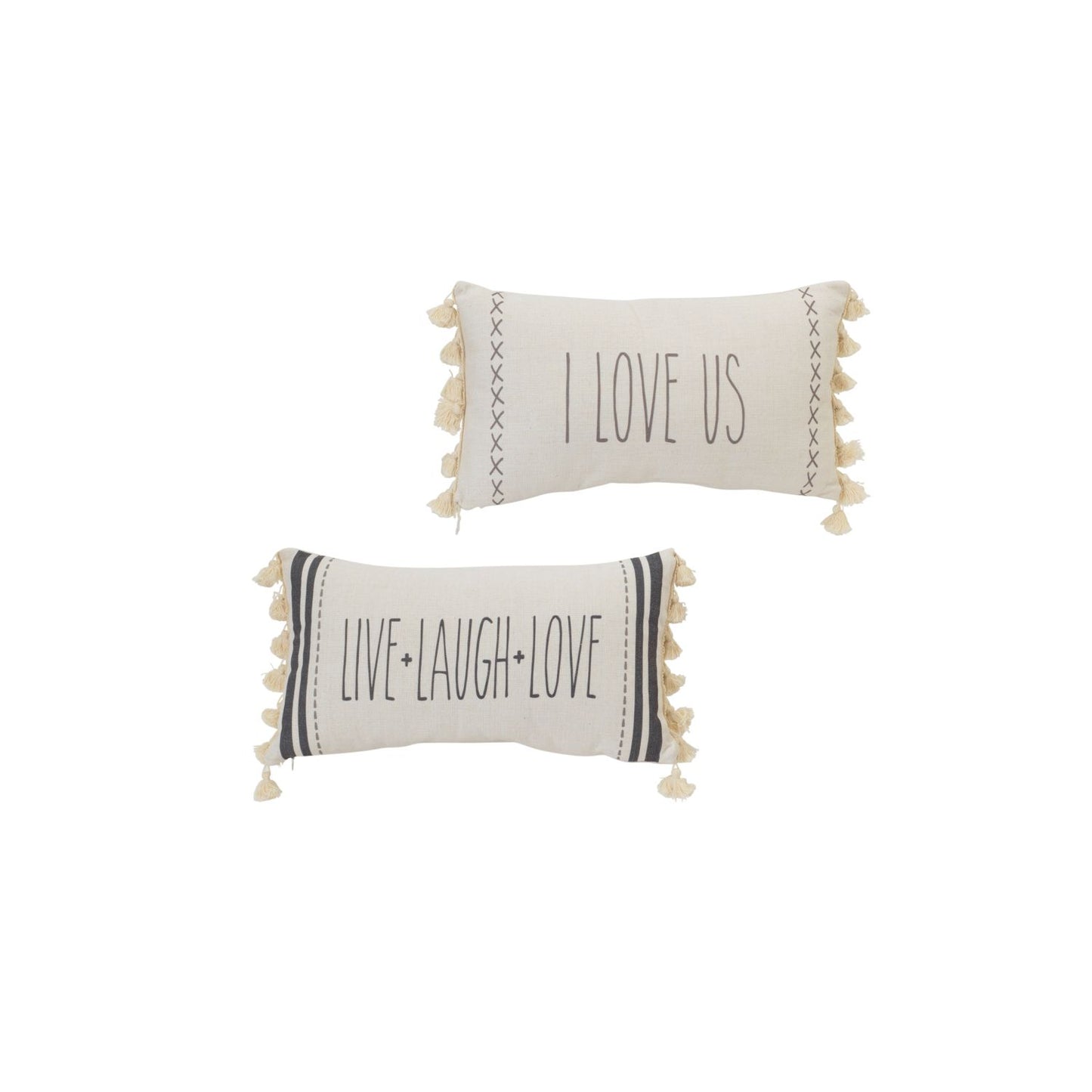 Gerson Company 20.8"L Fabric "I Love Us" & "Live Laugh Love" Pillow, 2 Assorted