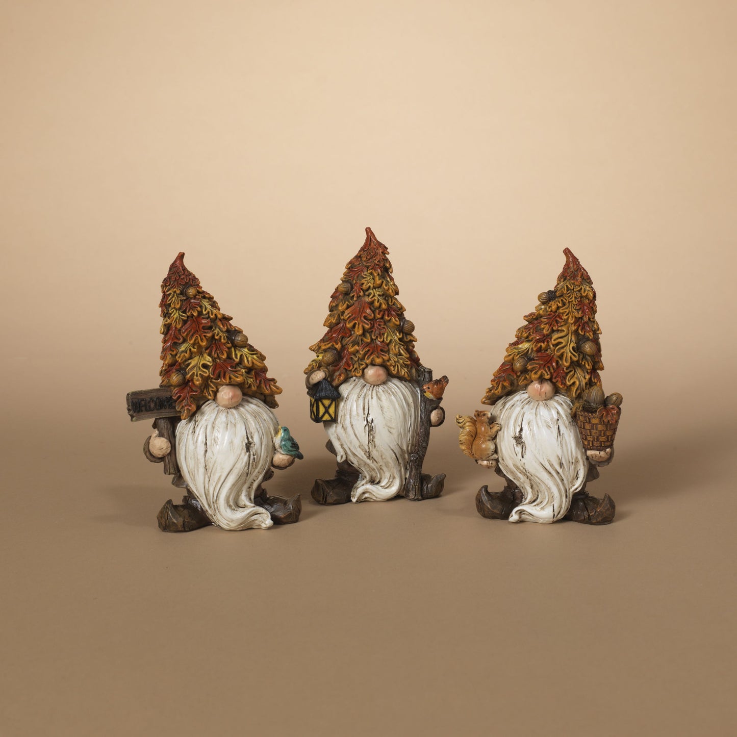 Gerson Company 9.45"H Resin Harvest Gnome Figurine, 3 Asst