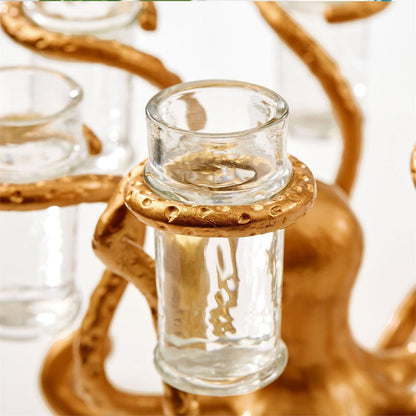 Two's Company Gold Octopus Shot Glass Holder