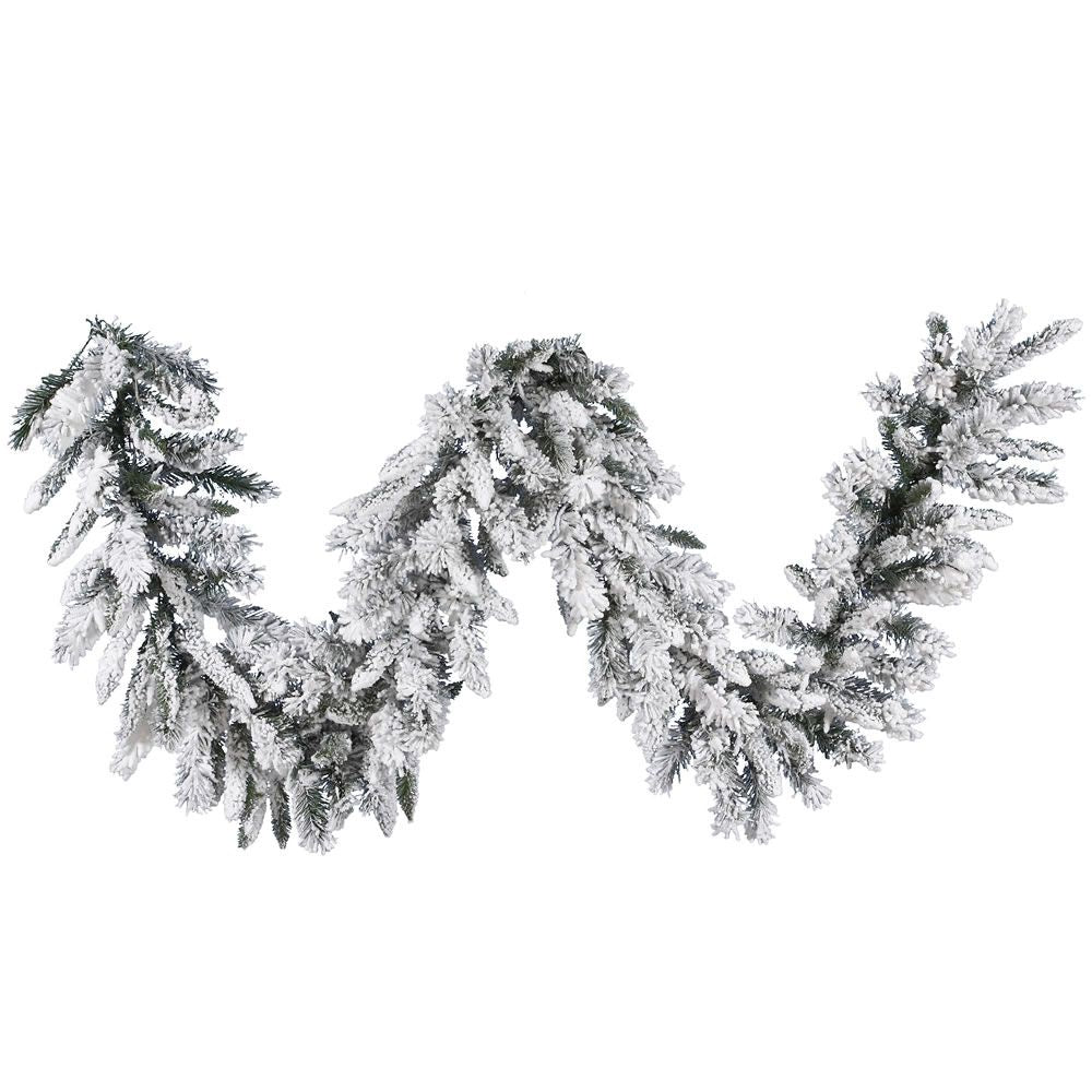 Vickerman 9' Flocked Snow Ridge Artificial Christmas Garland, Unlit, PVC