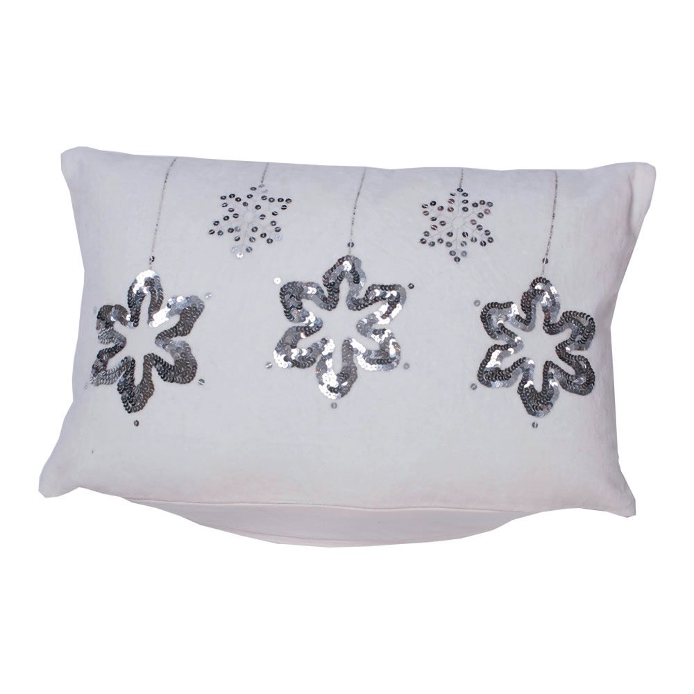 Vickerman Decorative 12" x 20" Silver Flakes Pillow, Cotton