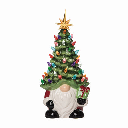 Transpac Ceramic Light Up Christmas Tree Gnome Decor