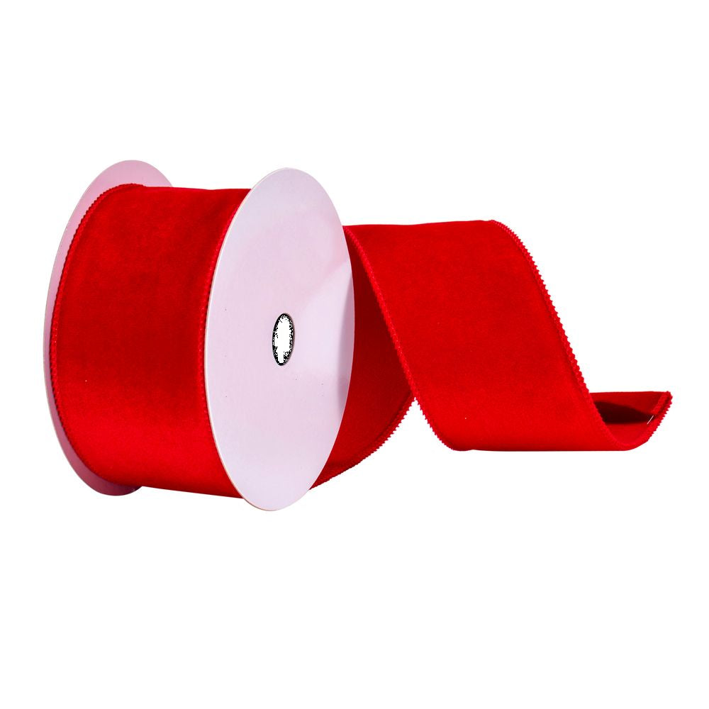Vickerman 2.5" x 10 Yards Red Velvet Ribbon, Polyester