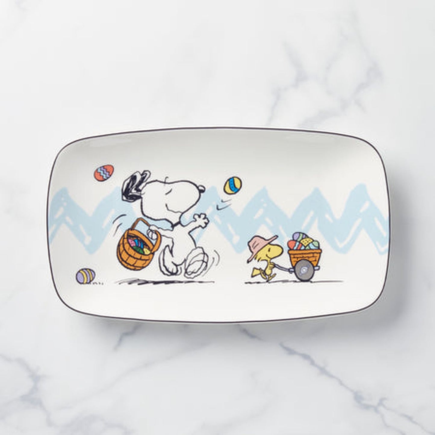Lenox Peanuts Snoopy 13.75" Easter Hors D'Ouevres Tray, Ivory, Porcelain