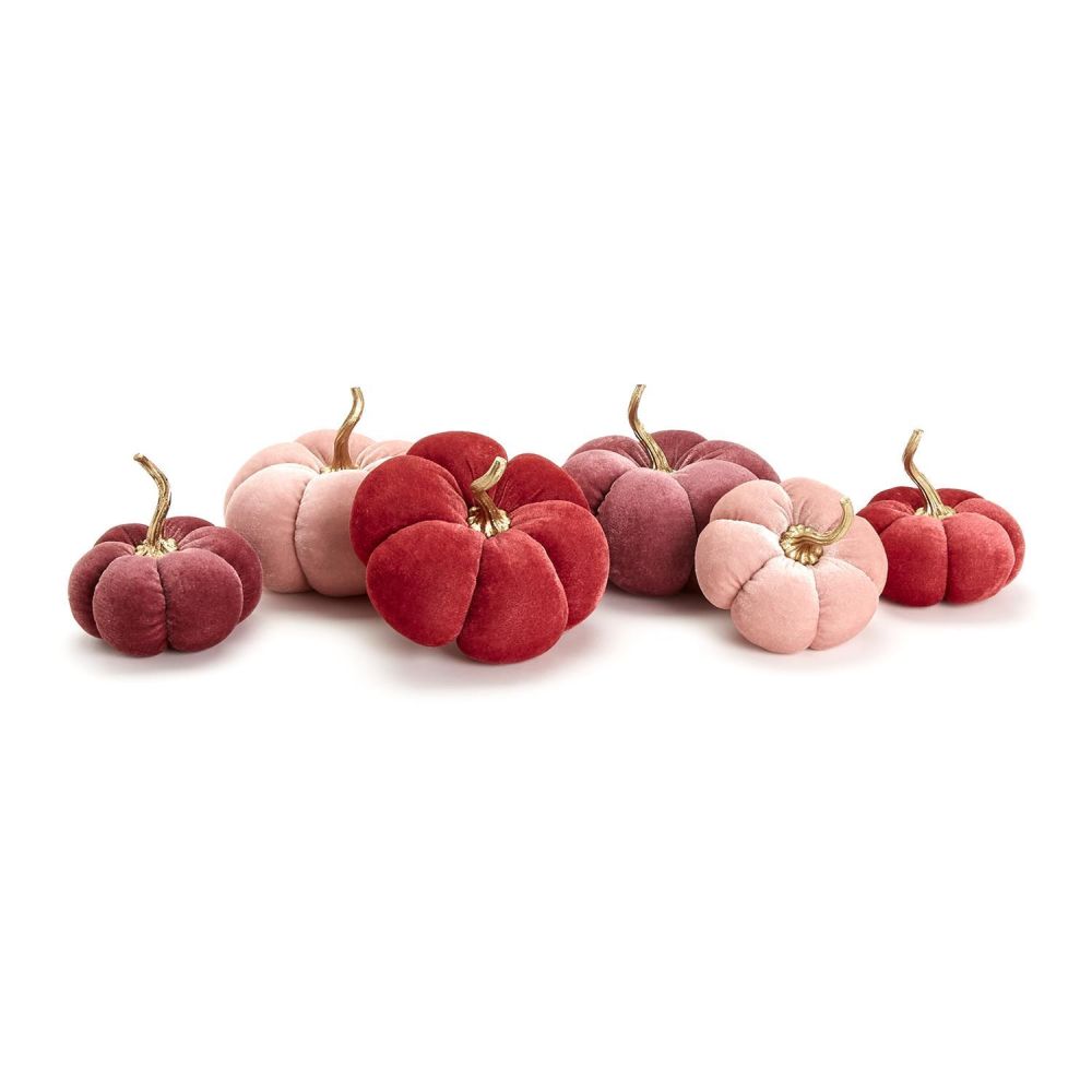 Two's Company Autumn Blush Set of 6 Plush Pumpkins Includes 2 Sizes/3 Colors