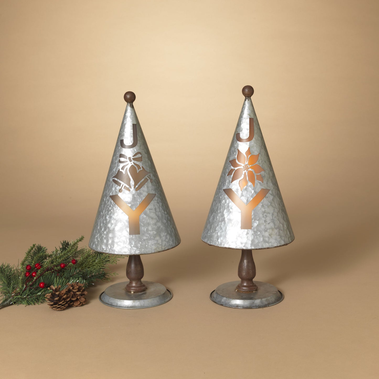 Gerson Company 17.9"H Metal Holiday Tree W/ Candleholder, 2 Asst