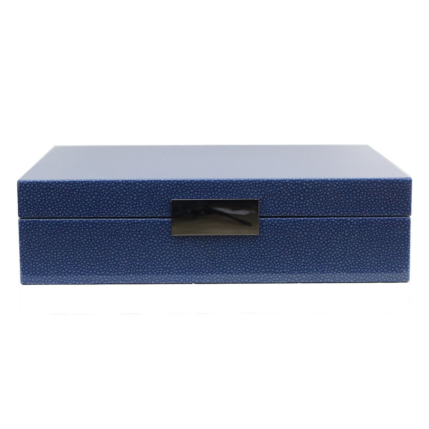 Addison Ross 8x11 Blue & Silver Shagreen Jewelry Box - High Gloss Elegant Design