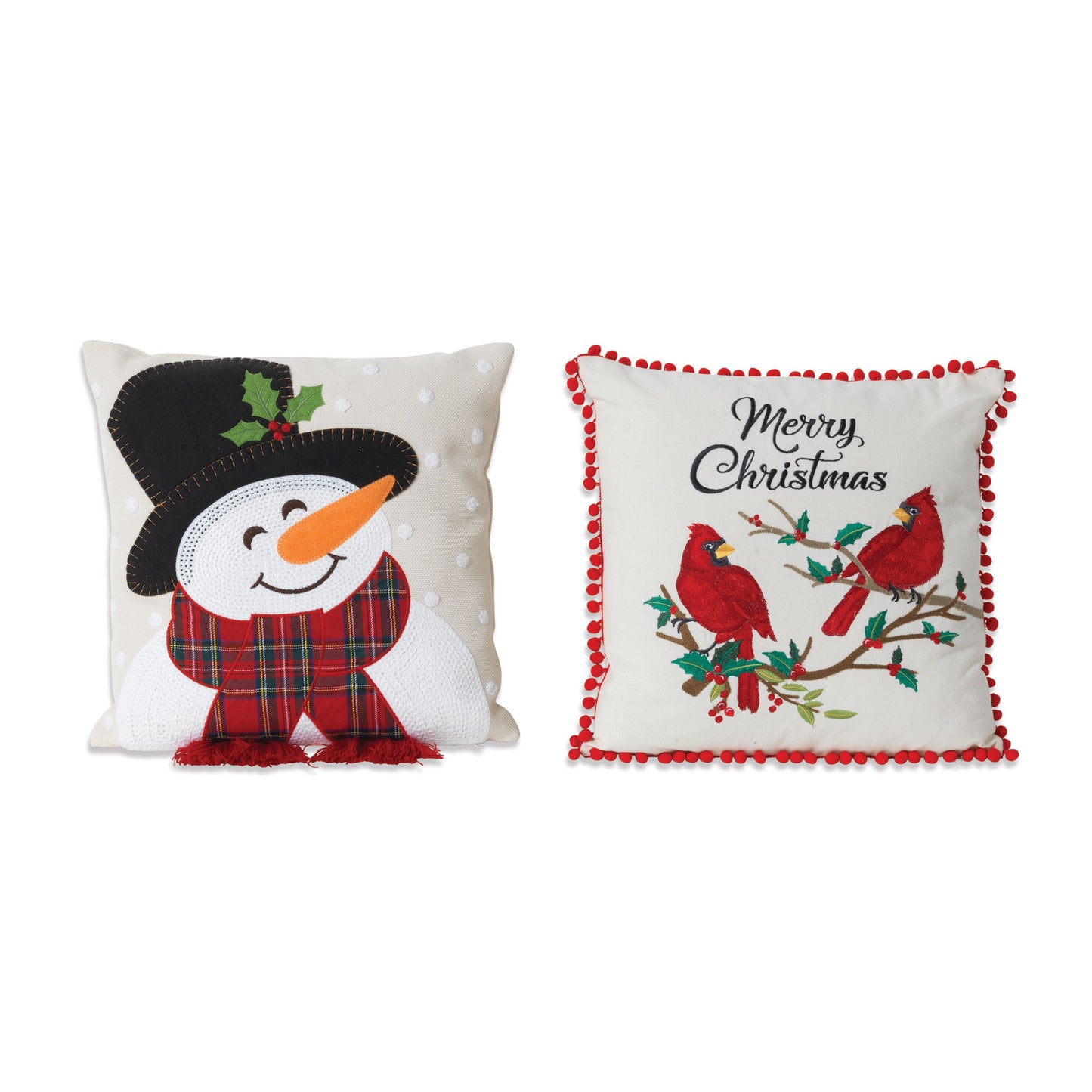 Gerson Company 16"L Fabric Holiday Design Pillow Red, 2 Asst