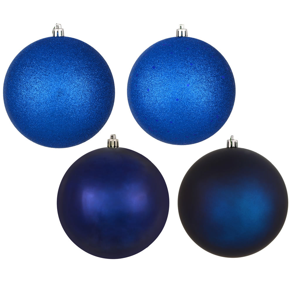 Vickerman 2.4" Midnight Blue 4-Finish Ball Ornament Assortment, 24 per Box