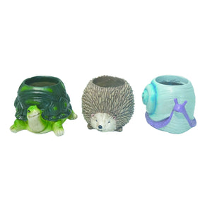 Transpac Resin Critter Planter With Drainage Hole, Set Of 3, Assortment