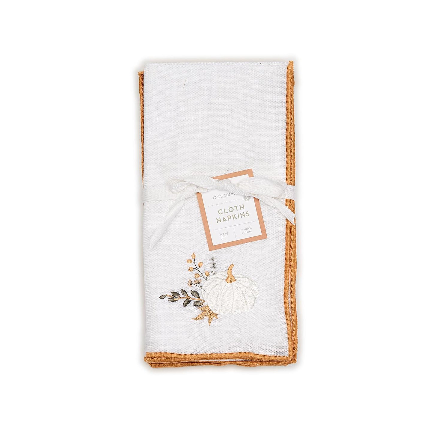 Two's Company Heirloom Harvest Set Of 4 Embroidered Cloth Napkins - Cotton