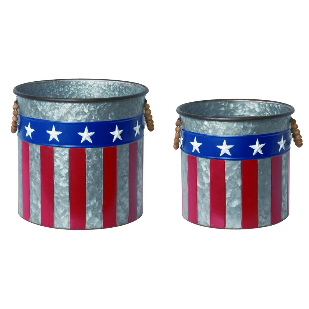 Transpac Metal Nesting Americana Containers, Set Of 2