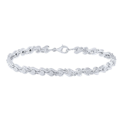 GND Sterling Silver Womens Round Diamond Fashion Bracelet 1/10 Cttw