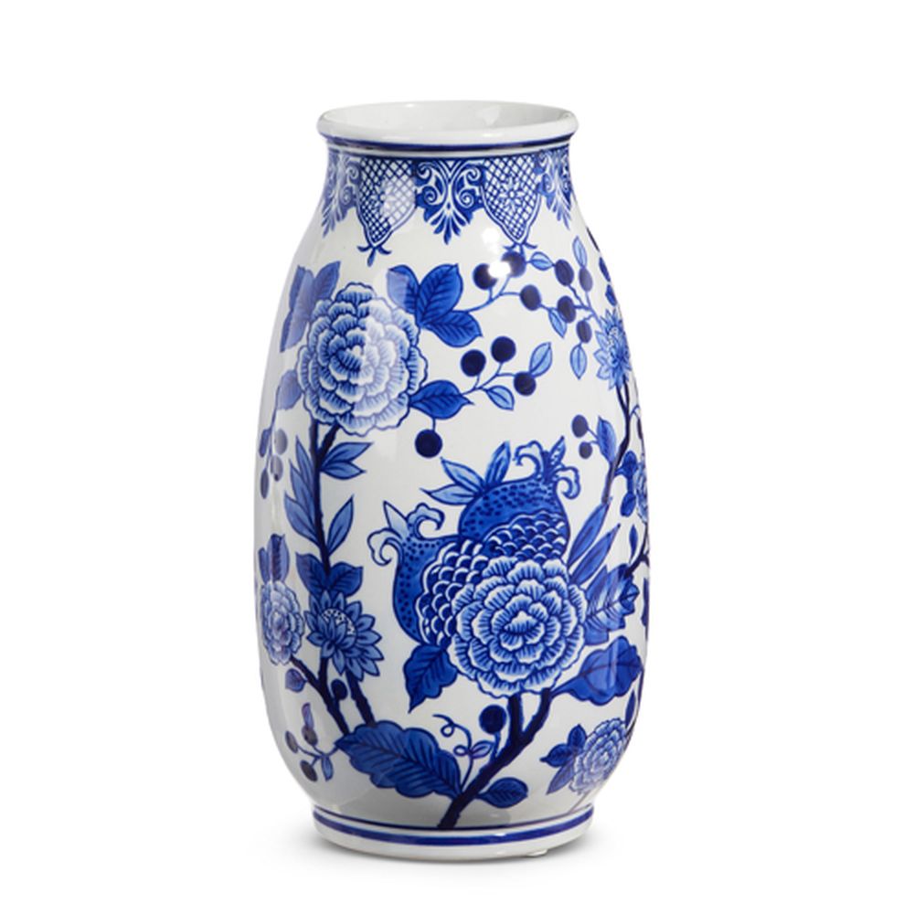 Raz Imports 2024 The English Manor 10" Blue And White Floral Vase