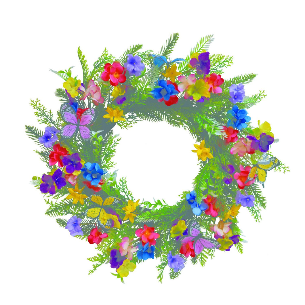 Transpac Spring Pansy Wreath With Butterfly Accents